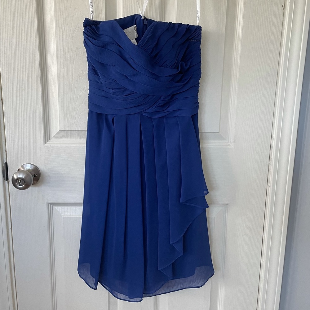 David’s Bridal bridesmaid dress - Short Crinkle Chiffon Dress with Front Cascade